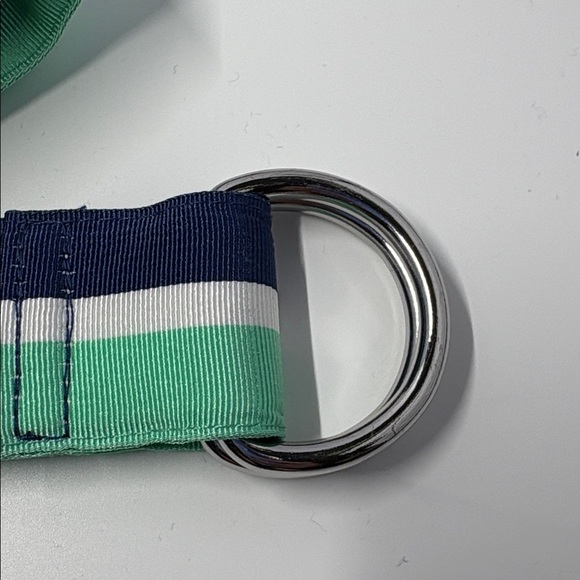 Vineyard Vines D-ring Ribbon belt Navy Green White Stripes‎ Men’s L - Picture 4 of 5